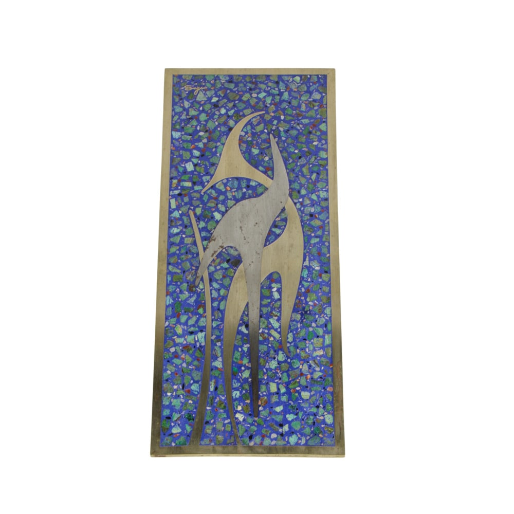 A Mexican Sigfredo Pineda mosaic plaque: A Mexican Sigfredo Pineda mosaic plaque, 20.25"h x 8.25"w