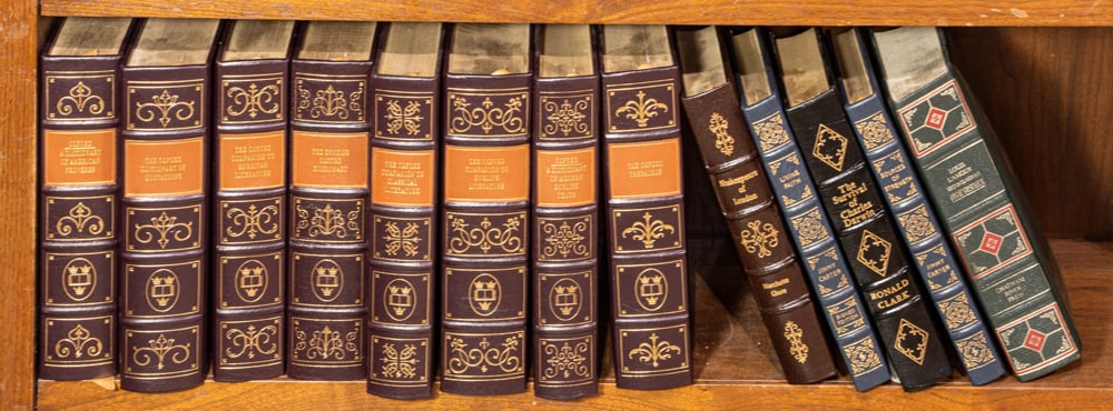 An assembled group of leather bound Easton Press Oxford companion and dictionary reference set (1 of 1)