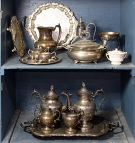 An assembled group of silver plate holloware