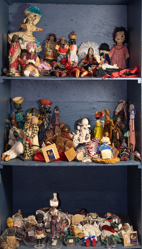 An assembled group of multicultural dolls: An assembled group of multicultural dolls, mainly consisting of European, Middle East, and African people, between 3"h and 17"h [approx. 90]