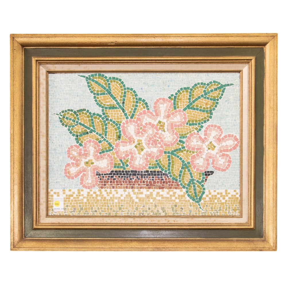 A vintage mosaic art picture of a flower basket (1 of 1)