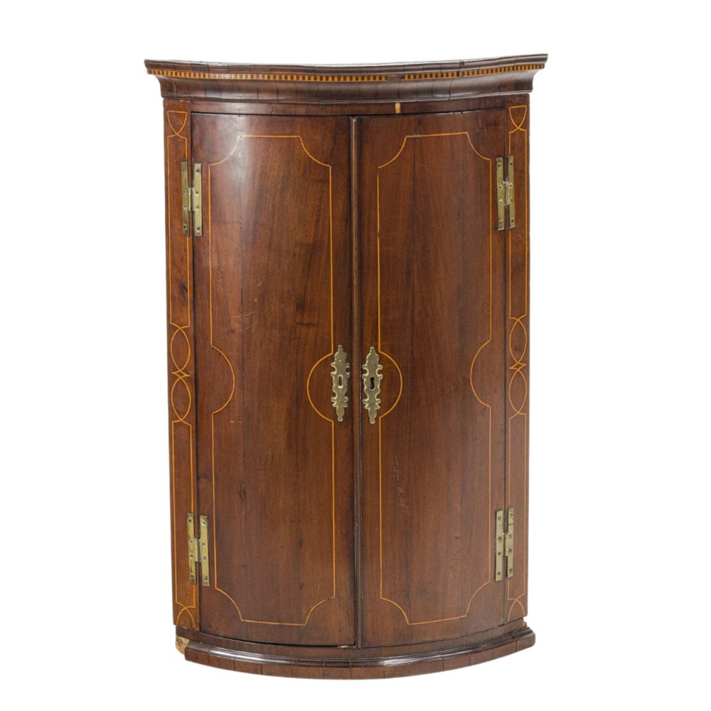 A Georgian corner wall cabinet: A Georgian corner wall cabinet, 18th century, 42"h x 28"w x 19"d