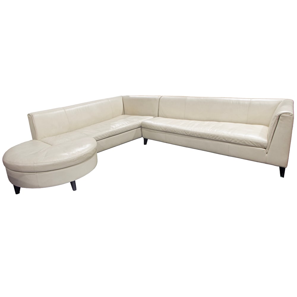 A Paolo Piva for Wittmann leather upholstered 'Grandangolo' two-section modular sofa and ottoman (1 of 8)