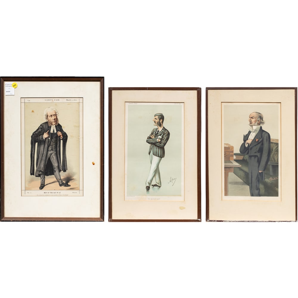 Prints, Vincent Brooks, Day & Son: (lot of 3) Vincent Brooks, Day & Son (British, 19th century), "The Peoples William," "The Philanthropist," "Men of the Day No. 5," lithographs, overall (with frame, for largest): 19.5"h x 14.5"w