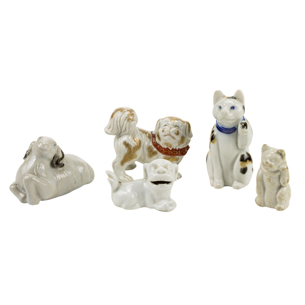 (lot of 5) Chinese and Japanese white glazed animal figures (1 of 1)