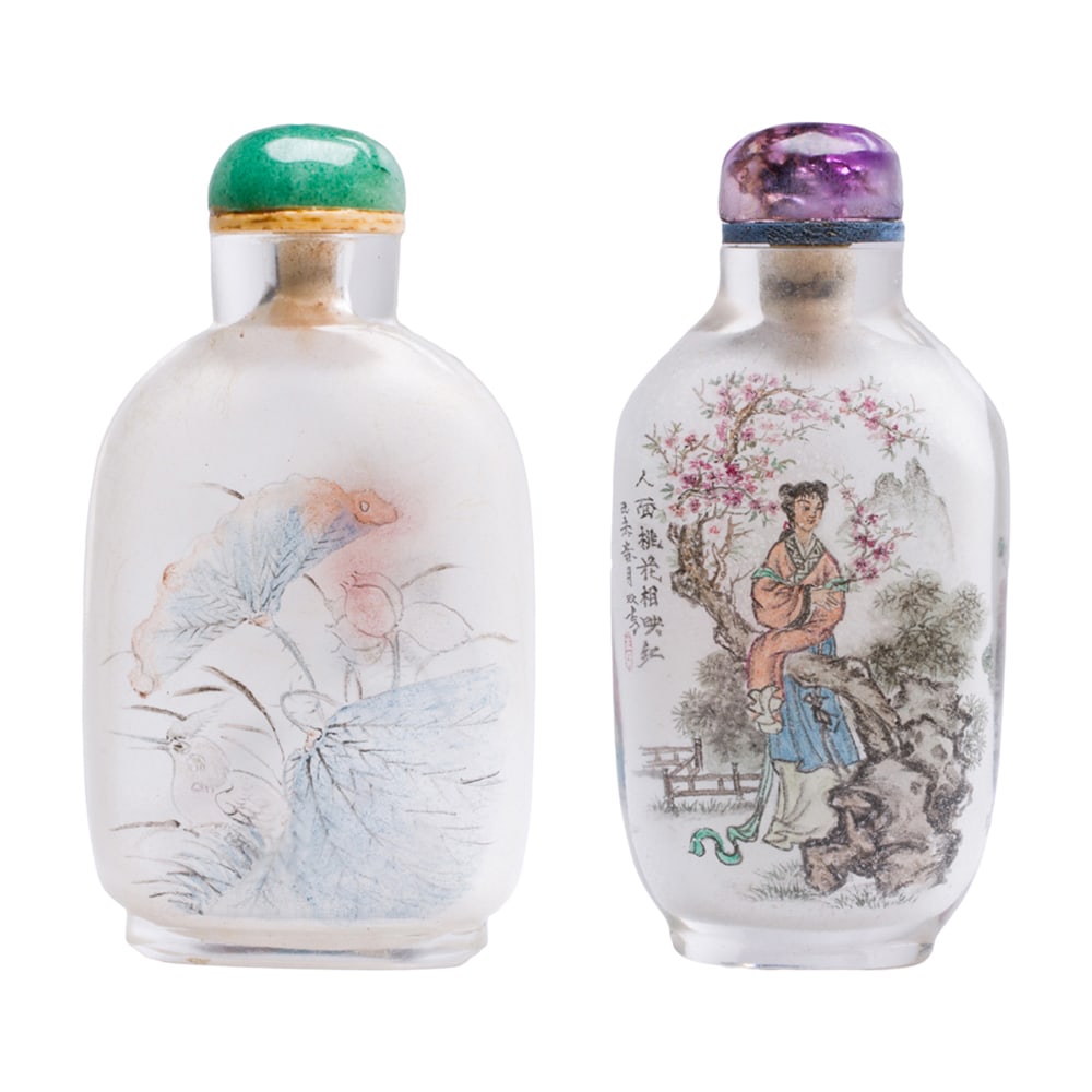 (lot of 2) Chinese inside-painted glass snuff bottles (1 of 4)
