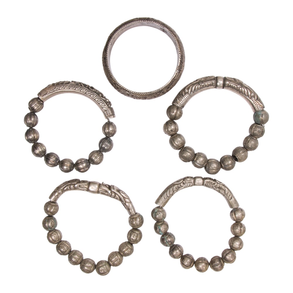 (lot of 5) Chinese silver bracelets (1 of 1)