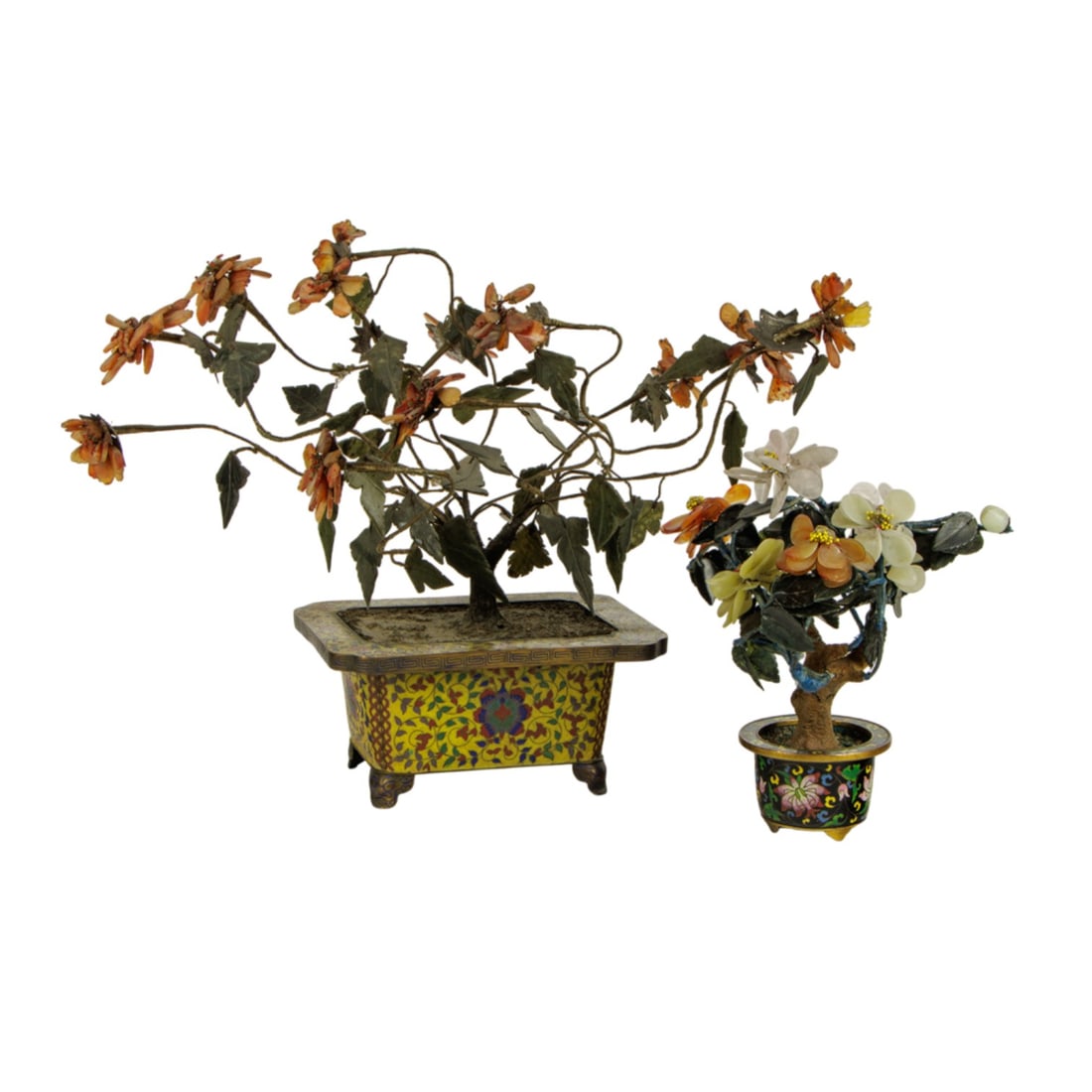 (lot of 2) Chinese cloisonne and jade trees (1 of 1)