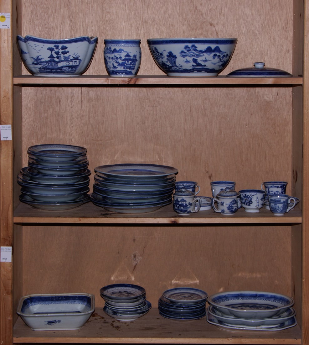 A large group of Chinese export blue and white service wares (1 of 1)