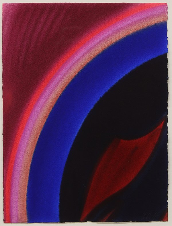 Jean Weinbaum (Californian/Swiss, b: Jean Weinbaum (Californian/Swiss, b. 1926), "Edge of Consciousness," oil and titanium sands on paper, initialed and dated lower right, portion of original backing with inscribed title and signature af