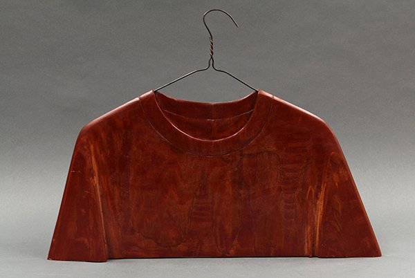 Sculpture, William Bowman, T-shirt: William Bowman (American, 20th/21st century), T-shirt, painted wood and wire hanger sculpture, overall: 16"h x 22"w x 1.5"d. Provenance: From the private collection of Jose Ramon Lerma (American, b.19