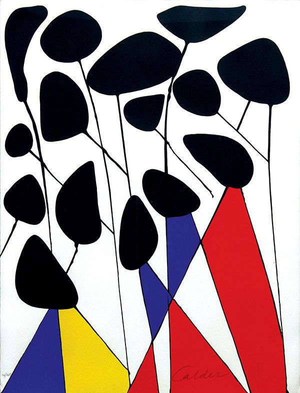 Print, Alexander Calder, Kinetic Composition: Alexander Calder (American, 1898-1976) "Kinetic Composition," color lithograph, pencil signed lower right, edition 76/125, sight: 25.5"h x 19.5"w, overall (with frame): 33.75"h x 27.25"w