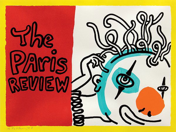 Silkscreen, Keith Haring, The Paris Review, 1989: Keith Haring (American, 1958-1990), "The Paris Review," 1989, color silkscreen, signed and dated lower left, edition AP 11/30, sight: 24"h x 32"w, overall (with plexiglass box frame): 28.75"h x 36.75"