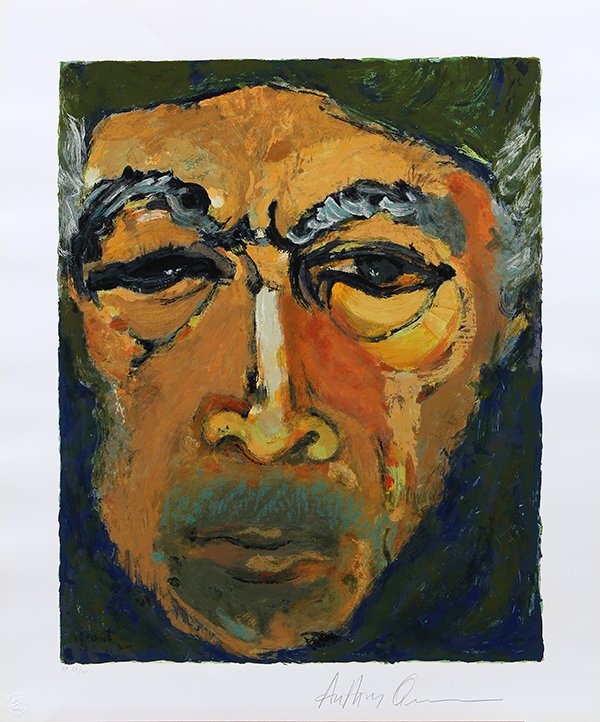 Anthony Quinn, Zorba - A Self Portrait: Anthony Quinn (American, 1951-2001) Zorba - A Self Portrait, serigraph, pencil signed, lower right, printed by Accent Studios, from the AP edition of 100, complete with portfolio case from Center Art 