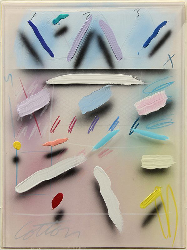 Mixed Media Abstraction, Will Cotton: Will Cotton (American, b.1965), Untitled, mixed media on canvas, signed lower left, sight: 23.875''h x 17.875''w, overall (with frame): 24.25''h x 18.25''w