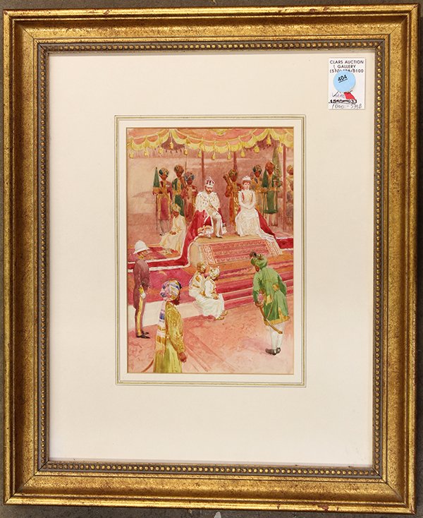 Watercolor, British School (19th century), King and: British School (19th century), King and Queen in India, watercolor, unsigned, overall: 17.5"h x 14.5"w