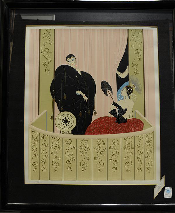 Print, Erte, Theatre: Erte (Romain de Tirtoff) (Russian/French/American, 1892-1990), Ladies at the Theatre, serigraph, pencil signed lower right, edition 238/300, overall (with frame): 37.25"h x 31.5"w