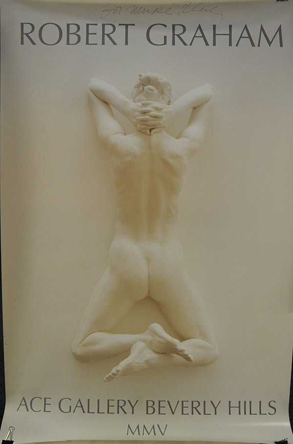 Robert Graham Exhibition Poster: Robert Graham Ace Gallery Beverly Hills exhibition poster, dedicated top center, overall (unframed): 51"h x 34"w