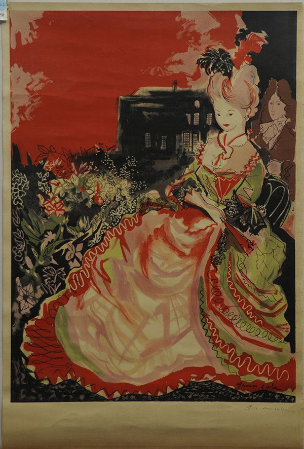 Works by Emilio Grau Sala and Matt Phillips: (lot of 2) Emilio Grau Sala (Spanish/French, 1911-1975), Victorian Lady, lithograph, signed "Grau Sala" lower right, and Matt Phillips (American, Contemporary), Night Game, 2001, etching, pencil signe