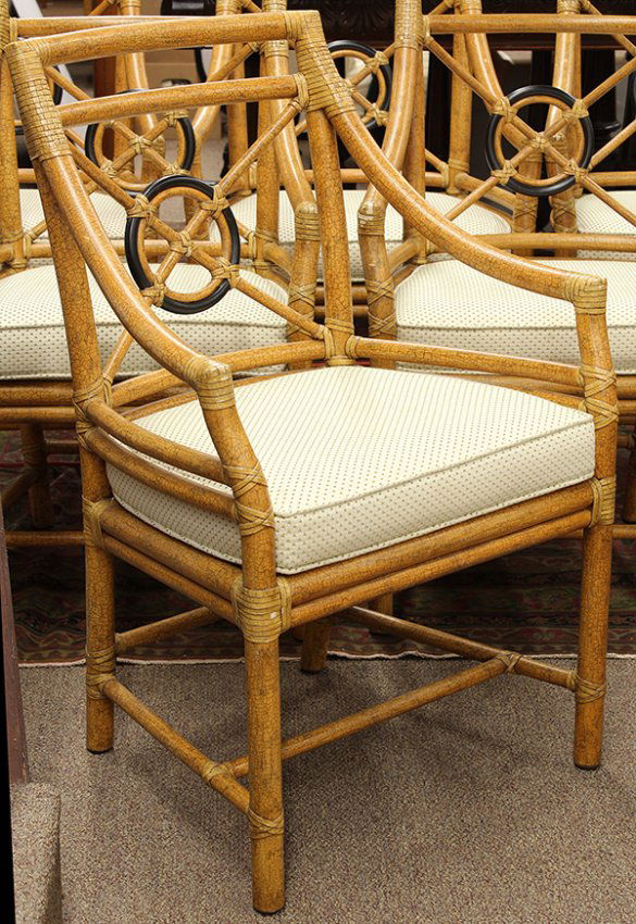 (lot of 8) McGuire faux bamboo dining chairs Lot 6147