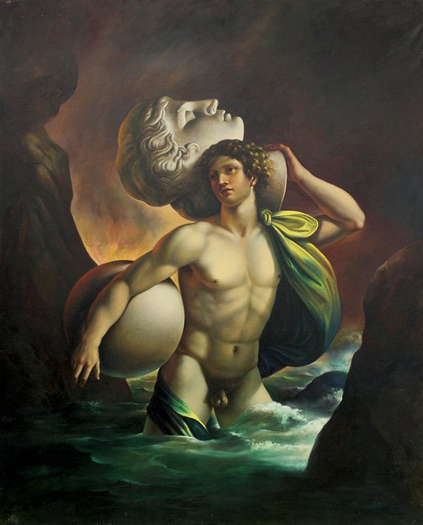 Painting, Carlo Maria Mariani: Carlo Maria Mariani (Italian, b.1931), "Allegoria Profetica," 1982, acrylic on canvas, signed, dated and titled verso, canvas (unframed): 73''h x 59''w. Provenance: Property of the Marquis C. Landrum