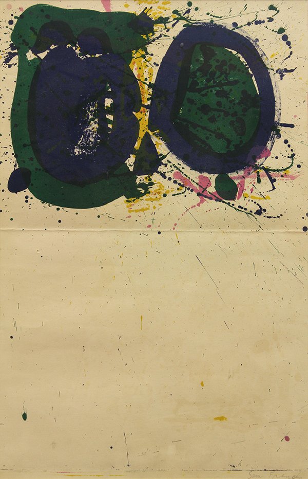 Print, Sam Francis, Untitled: Sam Francis (American, 1923-1994), Untitled, color lithograph, pencil signed lower right, sight: 24.25"h x 15.5"w, overall: 30.5"h x 22"w