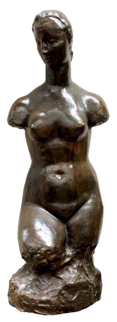 Bronze Sculpture, Wilhelm Von Lehmbruck, Torso of a: Wilhelm Von Lehmbruck (French/German, 1881-1919), Torso of a Nude, bronze sculpture, signed lower back, overall: 27.25"h x 9.5"w x 7"d