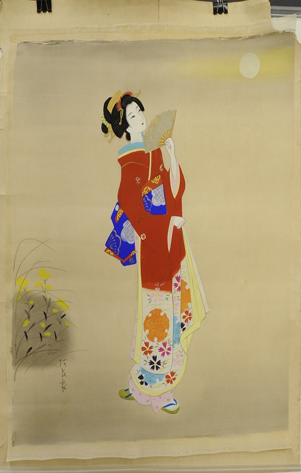 Japanese Paintings on Silk Samurai / Beauties