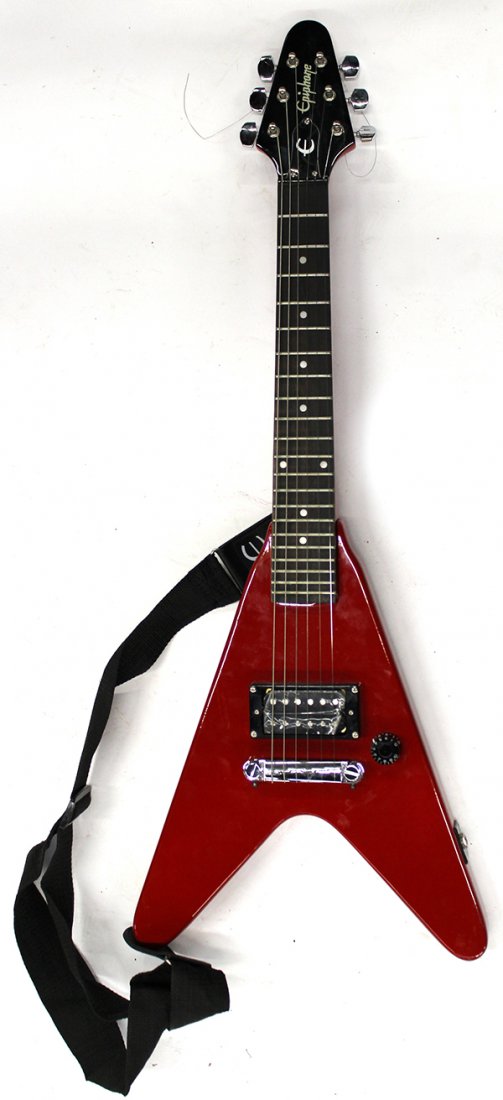 Epiphone electric guitar: Epiphone electric guitar, in fitted soft case, 32"h