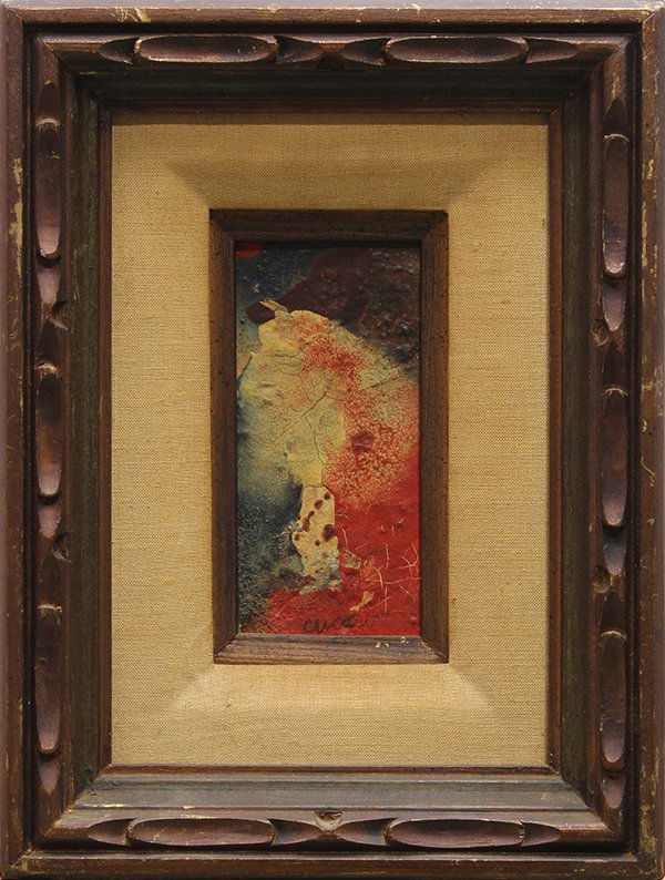 Painting, Pascal Cucaro: Pascal Cucaro (1915-2004), Abstract Composition, circa 1960's, oil on board, signed lower center, overall (with frame): 16.5''h x 12.5''w