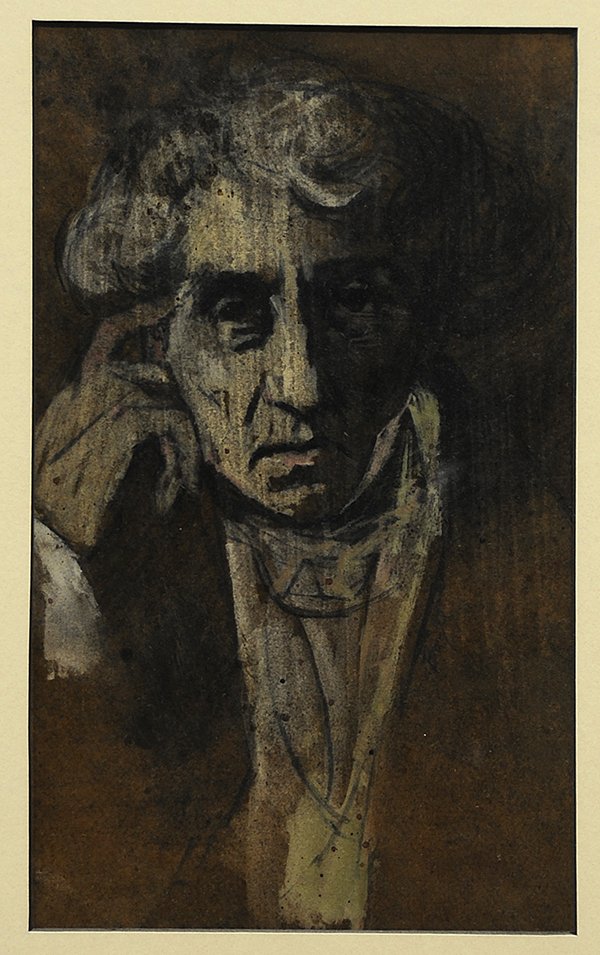 Mixed Media on Paper, Portrait of a Gentleman: American School (20th century), Portrait of a Gentleman, mixed media on paper, signed ''Boyle'' center right, overall (with frame): 17.25''h x 12.25''w
