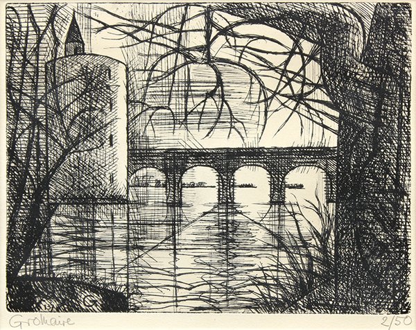Prints, Marcel Gromaire, Bridge and Canal: (lot of 2) Marcel Gromaire (French, 1892-1971), "Bridge" and "Canal," lithographs, each pencil signed lower left, from an edition of 50 and 100, sights: 7.75"h x 10.125"w, overalls (with frame): 15.5"