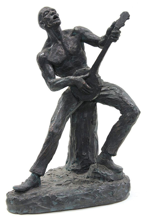 Sculpture, Thomas Holland, Banjo Man: Thomas Holland (American, 1917 - 2004), Banjo Man, 1969, composite sculpture, inscribed "T. Holland" lower center base and dated, overall: 21"h x 15"w x 12"d