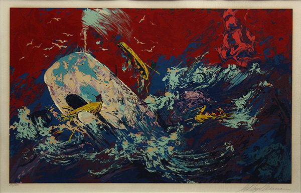 Print, LeRoy Neiman, Red Sky: LeRoy Neiman (American, 1921-2012), "Red Sky," from the Moby Dick suite, 1977, serigraph, pencil signed lower right, edition 206/301, sight: 21"h x 32.5"w, overall (with frame): 31"h x 42.25"w