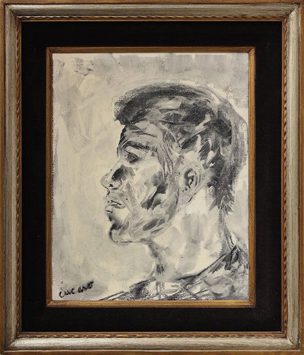 Painting, Profile of a Man: Pascal Cucaro (American, 1915-2004), Profile of a Man, oil on canvas, signed lower left, overall (with frame): 27.5''h x 23.5''w