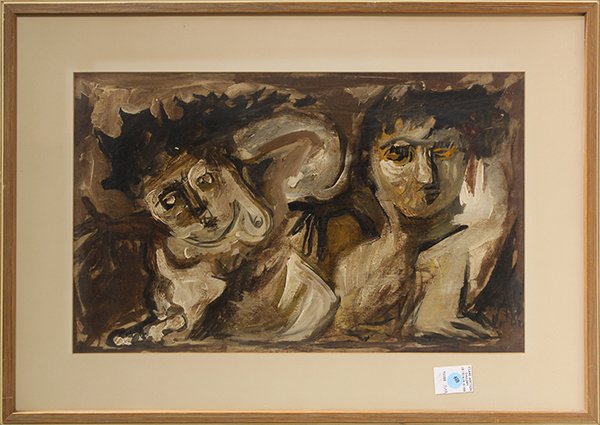 Painting, Two Figures: Continental School (20th century), Two Figures, oil on board, signed ''Martinez'' lower right, overall (with frame): 20.25''h x 28.25''w