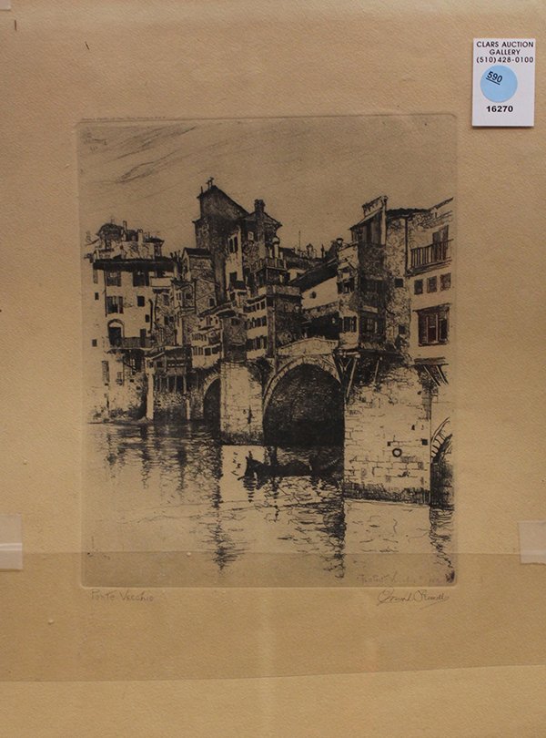 After Joseph Pennell, Ponte Vecchio: After Joseph Pennell (American, 1860-1926), "Ponte Vecchio," 1883, reproduced in Talio-crome, printed in St. Paul, MN, printed signature lower right, overall: 16"h x 12"w
