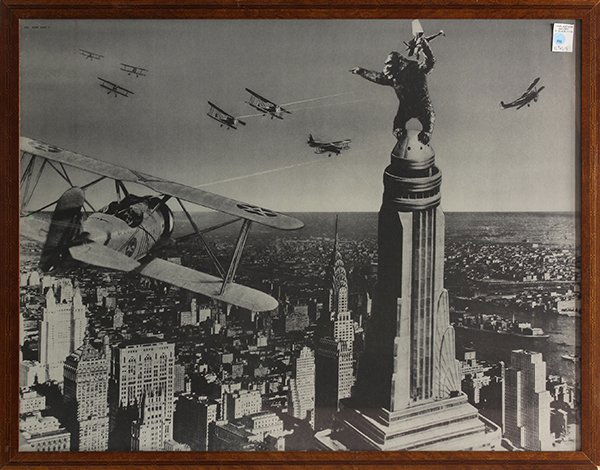 "King Kong" movie poster: "King Kong" movie poster, lithograph, unsigned, 20th century, overall: 29.5"h x 37.75"w