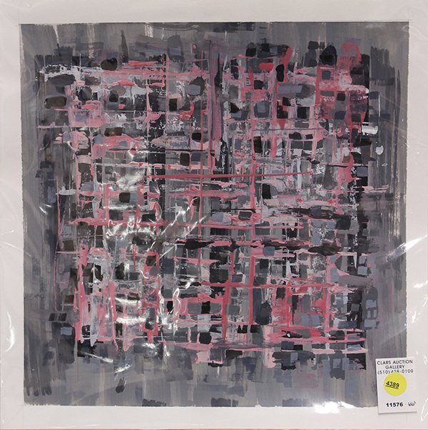Painting, Joel Isaacson, Abstract: Joel Isaacson (American, Contemporary), "Burga Study," 2007, oil on paper, pencil signed, titled, dated, and dedicated verso, sheet (unframed): 14"h x 14"w. Provenance: Collection of art historian Pet