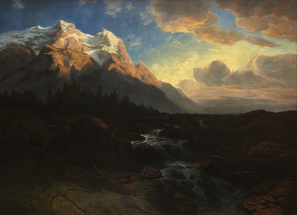Painting, California School (19th century), Storm: California School (19th century), Storm Passing Through the Sierras, oil on canvas, initialed "SA" lower right, canvas: 48"h x 35"w, overall (with frame): 45"h x 58"w