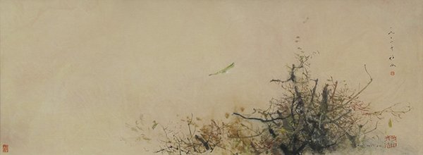 Watercolor, Chen Chi: Chen Chi (American/Chinese, 1912-2005), "An Eagle," 1976, watercolor, stamped with artist's seal, signed and dated upper right, sight: 21.25"h x 57.5"w, overall (with frame): 29.75"h x 72"w. Literatur