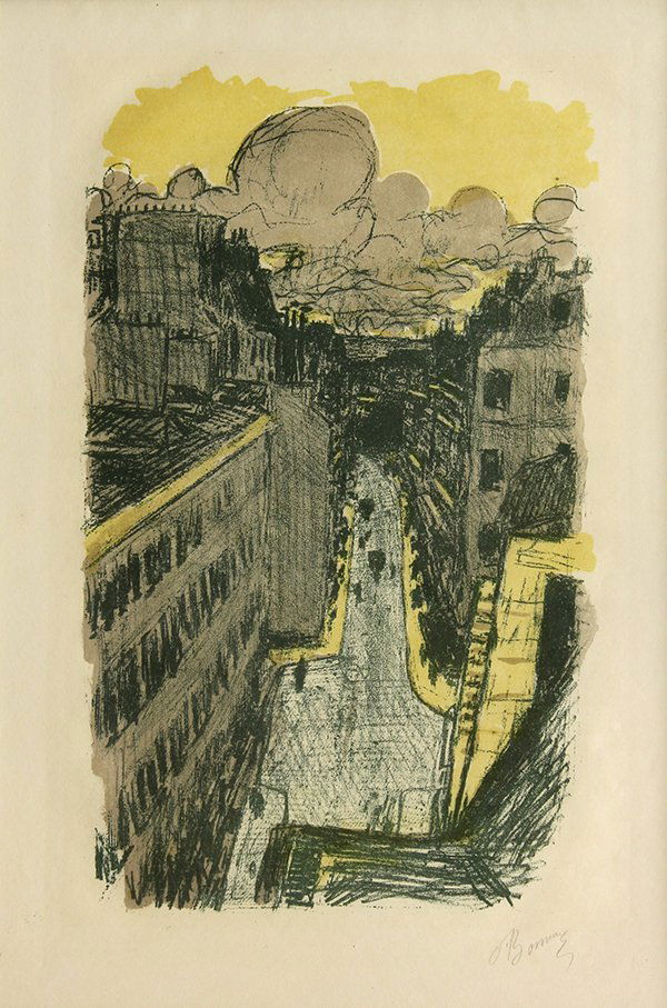 Print, Pierre Bonnard: Pierre Bonnard (French, 1867-1947), ''Rue vue d'en haut,'' 1899, color lithograph printed on cream wove paper, signed in pencil lower right, edition of 100, published by Vollard (Paris, France), print