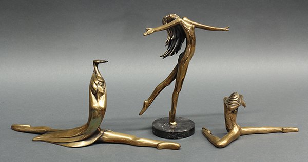 Sculpture, Tom Bennett/Bennett Brothers: (lot of 3) Tom Bennett/Bennett Brothers (American, 20th century), "Amber Study" (19830 / "Splendor Study" (1982) / "Spring" (1985), bronze sculptures, each signed, editioned, and dated at lower base,