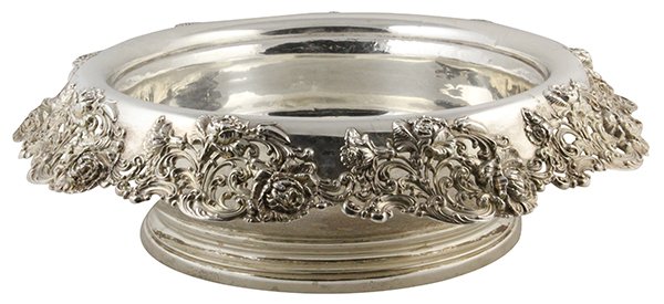 American Black Starr & Frost sterling silver: American sterling silver centerpiece bowl, by Black Starr and Frost, New York, the circular basin having an exaggerated everted rim with openwork floral and scroll decoration, 18" dia., 83.56 troy oz.