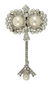 Vintage diamond, cultured pearl and 18k white gold broo