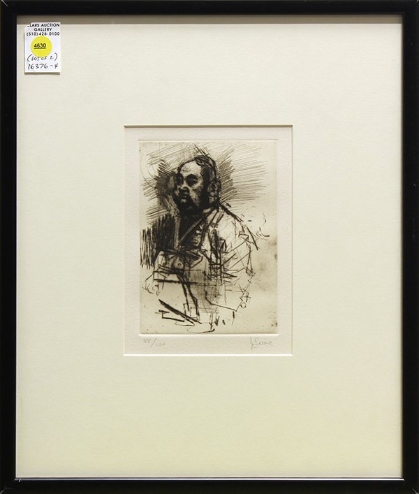 Print, Jack Levine, Hong Kong Tailor: Jack Levine (American, b. 1915), Hong Kong Tailor, 1974, drypoint and mezzotint etching on paper, pencil signed lower right, edition 58/100, George Krevsky Gallery, San Francisco, CA, label attached v