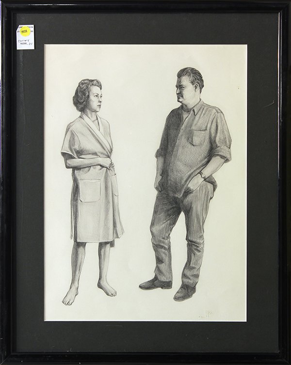 5 Drawings by Gerald Gooch: (lot of 5) Gerald Gooch (Californian, b. 1933), "Not so Free," 1968, sequential pencil drawings, overalls (framed): 26"h x 21.25"w