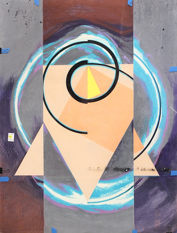 Pastel, John Pearson, Untitled: John Pearson (California, Contemporary), Untitled, pastel on paper, unsigned, artist label affixed verso, overall (with plexiglass/no frame): 50"h x 38.25"w