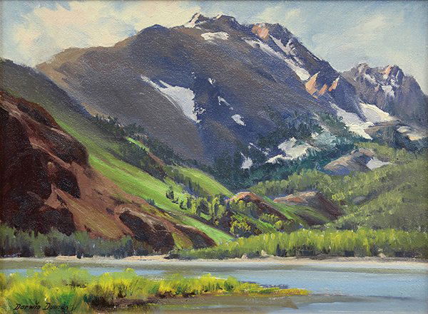 Painting, Darwin William Duncan, Near June Lake: Darwin William Duncan (American, 1905-2002), Near June Lake, oil on board, signed, board: 12"h x 16"w, overall (with frame): 17.25"h x 21.25"w