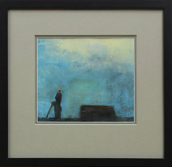 Print, Walter Kuhlman: Walter Kuhlman (Californian, 1918-2009), ''Waiting,'' 1993, monotype, signed and dated in pencil ''Walt Kuhman 2001'' lower right, titled verso, sight: 9.75''h x 11.25''w, overall (with frame): 19.25'